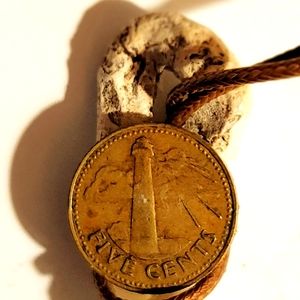 Wonderful, Original, One-Of-A-Kind,XL,Handcrafted Turritella Shell/Coin Pendant.